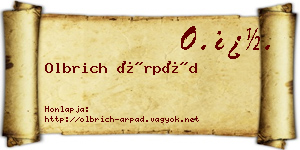 Olbrich Árpád névjegykártya